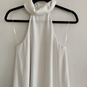 Decker White Sleeveless, High-Neck Top